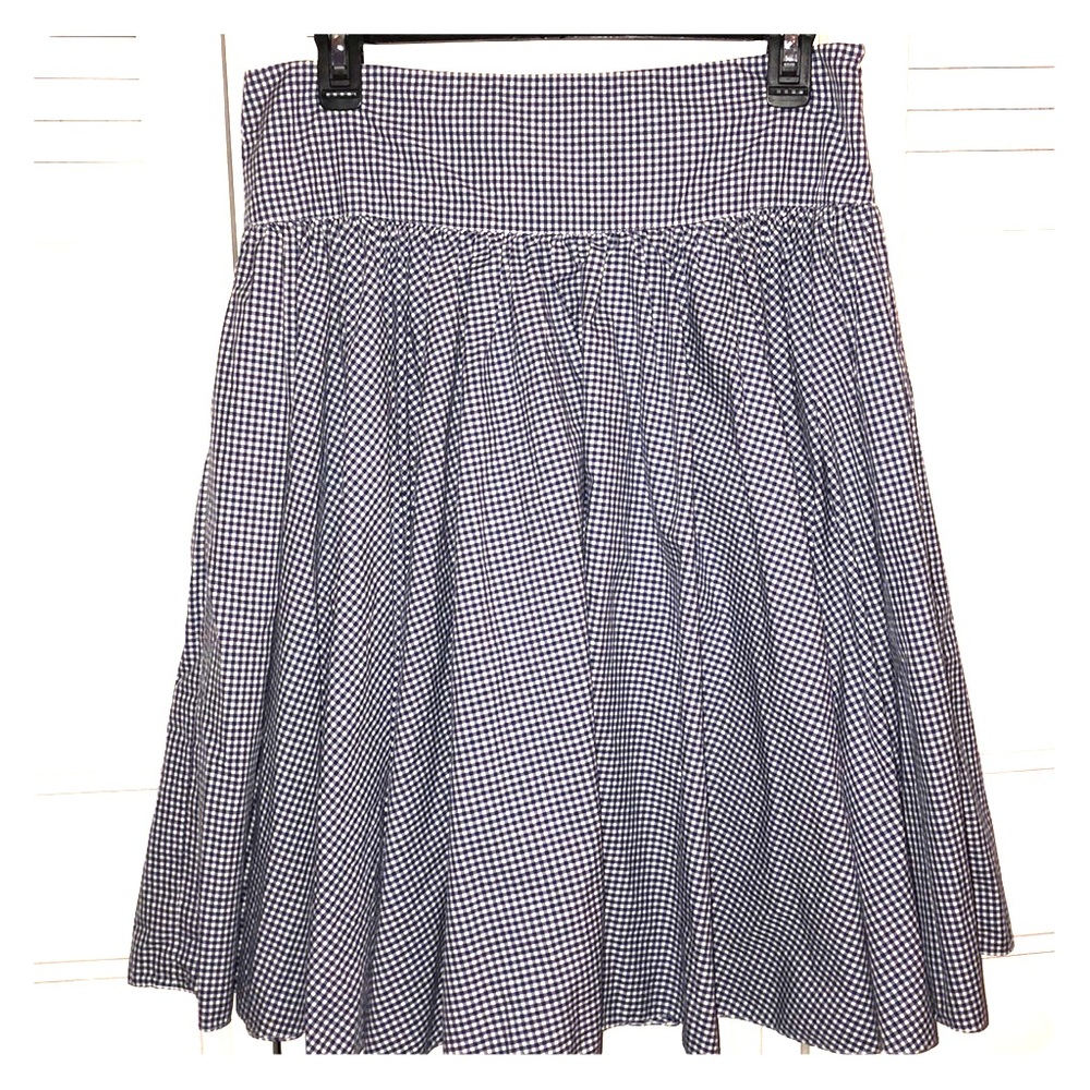 Blue and white plaid skirt